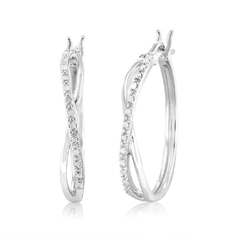 Shop Signature Jewelry Styles At Exclusive Prices 1/10 Carat Diamond Crossover Hoop Earrings in Sterling Silver Shop Signature Jewelry Styles At Exclusive Prices 1/10 Carat Diamond Crossover Hoop Earrings in Sterling Silver