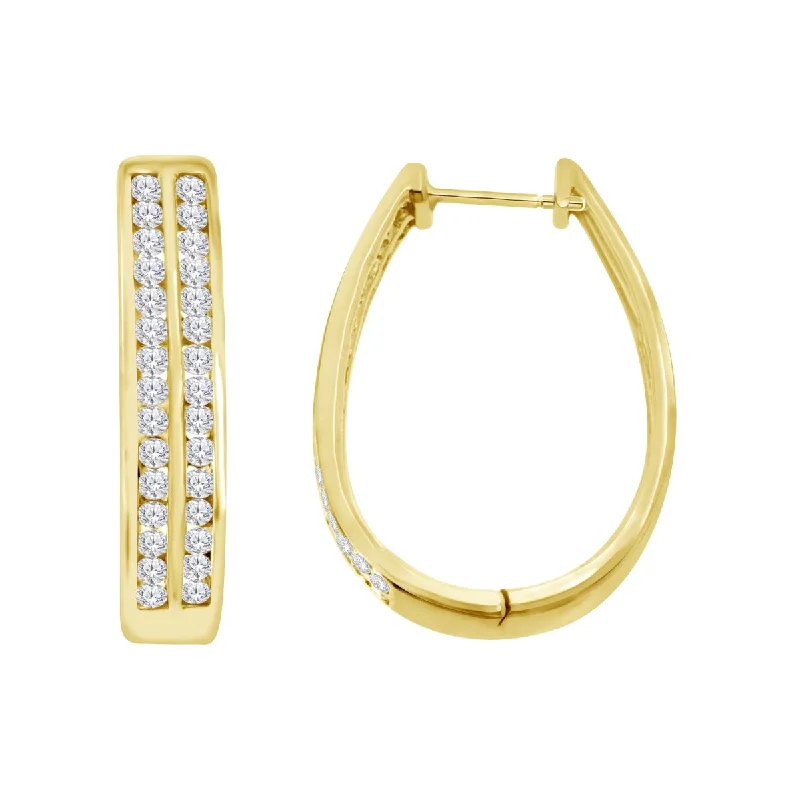 Handcrafted Jewelry Sale – Unique Designs At Low Prices 1 CTW Diamond Hoop Earrings in 10KT Yellow Gold Plated Sterling Silver Handcrafted Jewelry Sale – Unique Designs At Low Prices 1 CTW Diamond Hoop Earrings in 10KT Yellow Gold Plated Sterling Silver
