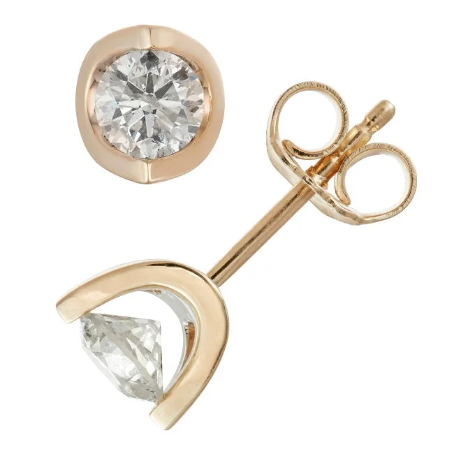 Discounted Luxury Jewelry – Shine Without The Splurge 1 CTW Diamond Solitaire Stud Tension Set Earrings in 14KT Yellow Gold Discounted Luxury Jewelry – Shine Without The Splurge 1 CTW Diamond Solitaire Stud Tension Set Earrings in 14KT Yellow Gold