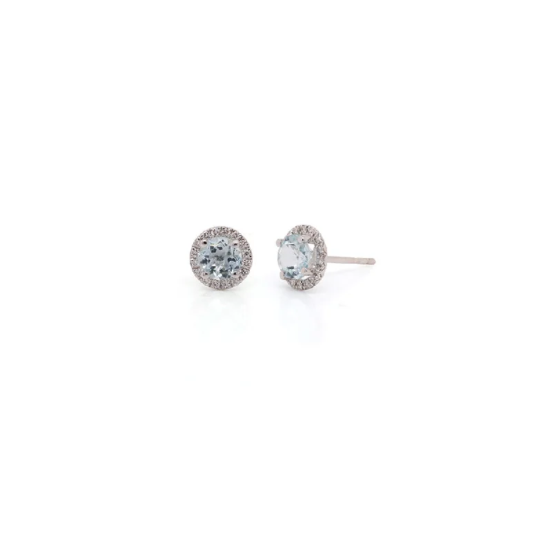 Discounted Jewelry For A Glamorous Look 14k White Gold Aquamarine and Diamond Stud Earrings Discounted Jewelry For A Glamorous Look 14k White Gold Aquamarine and Diamond Stud Earrings