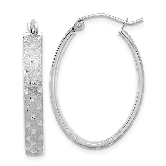 Grab Your Favorite Jewelry At The Lowest Prices 14K W Gold Polished Satin Dia Cut Hoop Earrings
