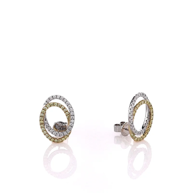 Huge Savings On Premium Jewelry Styles 18k Two-Tone Interlocked Yellow and White Diamond Circles Stud Earrings Huge Savings On Premium Jewelry Styles 18k Two-Tone Interlocked Yellow and White Diamond Circles Stud Earrings