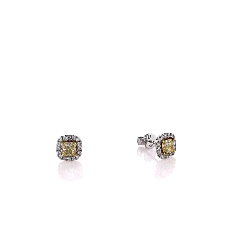 Dainty And Elegant Jewelry Now At Reduced Prices 18k White Gold Yellow and White Diamond Halo Square Stud Earrings Dainty And Elegant Jewelry Now At Reduced Prices 18k White Gold Yellow and White Diamond Halo Square Stud Earrings