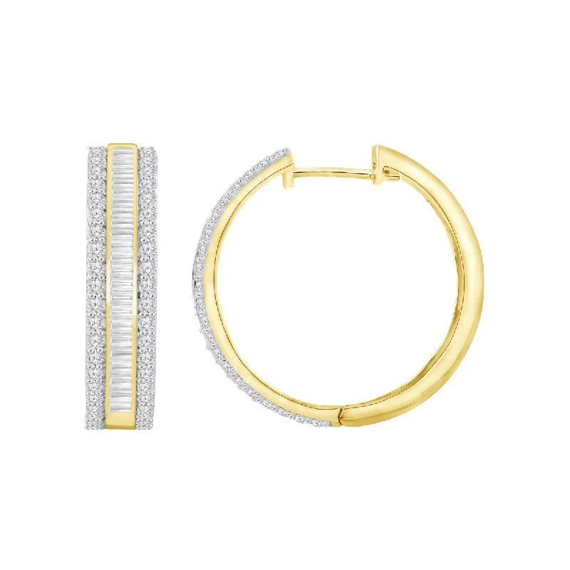 Exclusive Jewelry Offers – Shine For Less 2 CTW Diamond Hoop Earrings in 10KT Yellow Gold Plated Sterling Silver Exclusive Jewelry Offers – Shine For Less 2 CTW Diamond Hoop Earrings in 10KT Yellow Gold Plated Sterling Silver