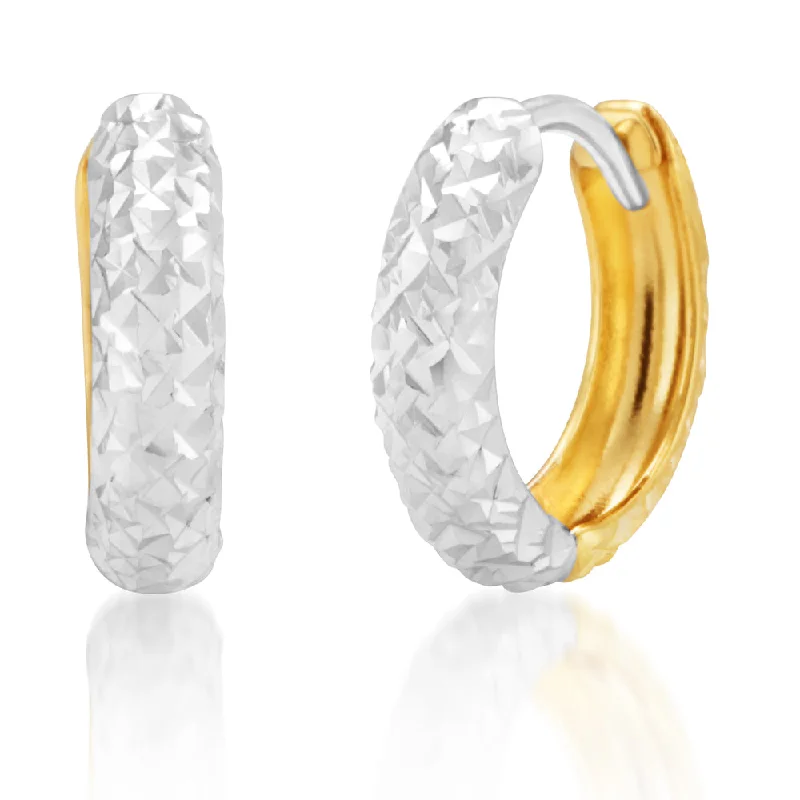 Don't Miss Out On Jaw-Dropping Jewelry Discounts 9ct Diamond Cut Two Tone 9mm Huggies Don't Miss Out On Jaw-Dropping Jewelry Discounts 9ct Diamond Cut Two Tone 9mm Huggies