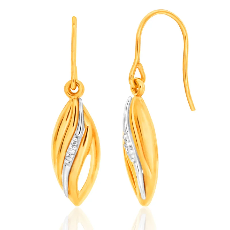 Shop Stylish Jewelry Now And Save Big 9ct Elegant Yellow Gold Diamond Drop Earrings