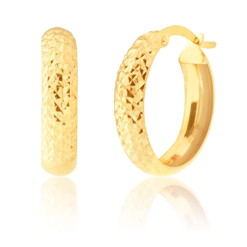Grab Exquisite Jewelry At The Lowest Prices 9ct Gold Diamond Cut Hoop Earrings