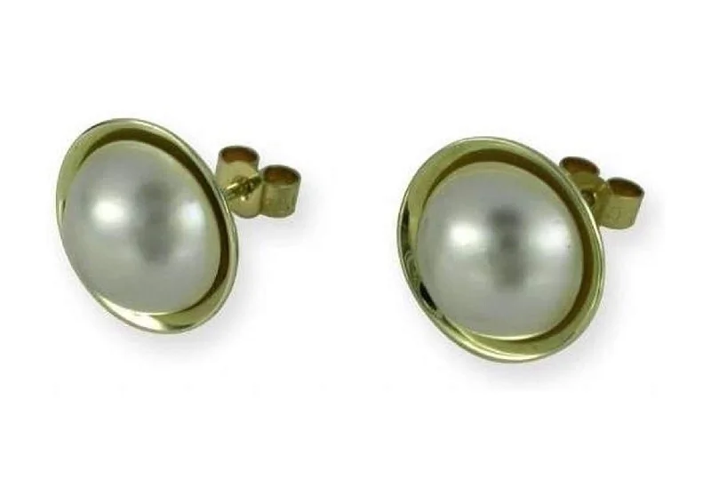 Handcrafted Beauty At Affordable Prices Mabe Pearl Earrings, Yellow Gold