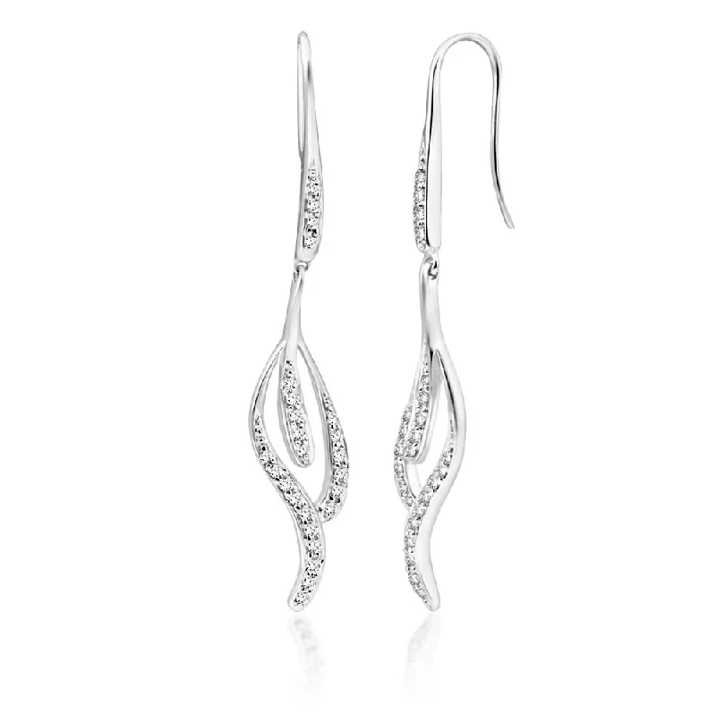 Your Perfect Accessory Now At The Best Price 9ct Superb White Gold Diamond Drop Flutter Earrings Your Perfect Accessory Now At The Best Price 9ct Superb White Gold Diamond Drop Flutter Earrings