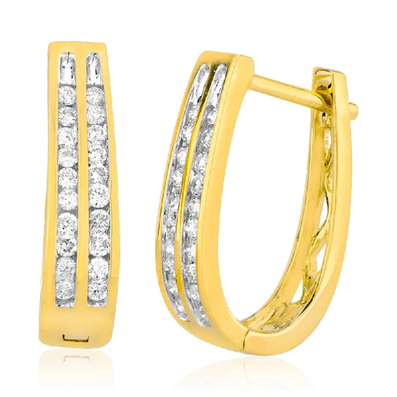Get Ready To Sparkle – Special Jewelry Discounts 9ct Yellow Gold 1/4 Carat Diamond Double Row Hoop Earrings Get Ready To Sparkle – Special Jewelry Discounts 9ct Yellow Gold 1/4 Carat Diamond Double Row Hoop Earrings