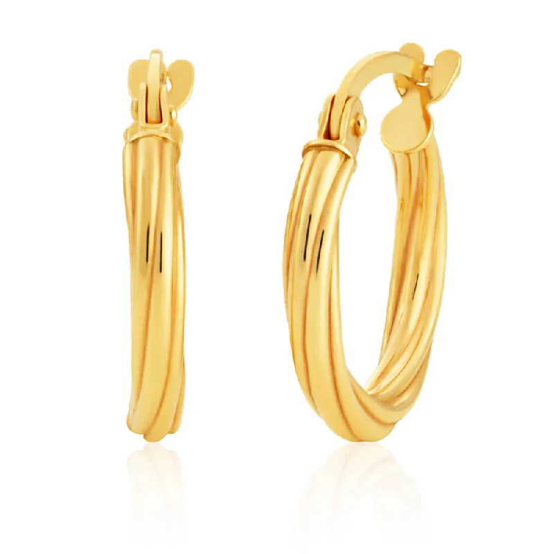 Limited-Time Offer On Elegant Jewelry Pieces 9ct Yellow Gold 10mm Hoop Earrings with twist European Made Limited-Time Offer On Elegant Jewelry Pieces 9ct Yellow Gold 10mm Hoop Earrings with twist European Made