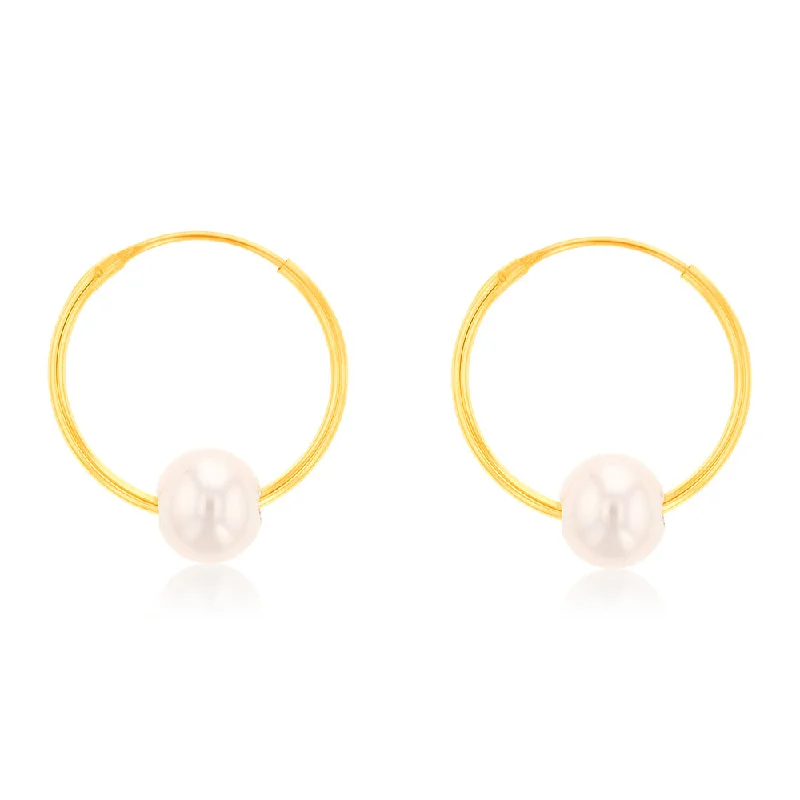 Limited Stock On Premium Jewelry At Low Prices 9ct Yellow Gold 5mm Fresh Water Pearl 13mm Sleeper Earrings Limited Stock On Premium Jewelry At Low Prices 9ct Yellow Gold 5mm Fresh Water Pearl 13mm Sleeper Earrings