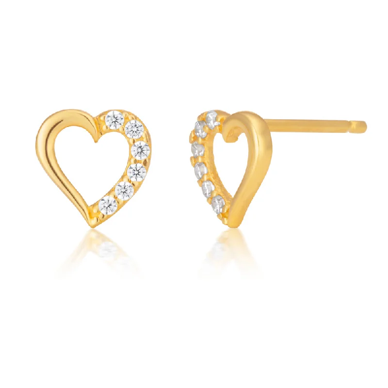 Bold And Beautiful Jewelry Now At Irresistible Prices 9ct Yellow Gold Cubic Zirconia Open Heart Earrings Bold And Beautiful Jewelry Now At Irresistible Prices 9ct Yellow Gold Cubic Zirconia Open Heart Earrings