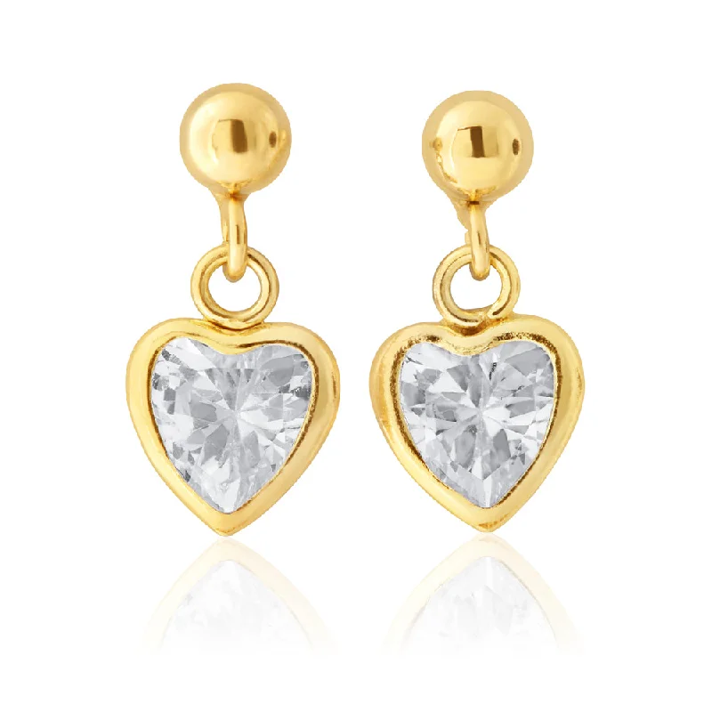 The Perfect Jewelry Piece At The Perfect Discount 9ct Yellow Gold Heart Shape Zirconia Drop Earrings The Perfect Jewelry Piece At The Perfect Discount 9ct Yellow Gold Heart Shape Zirconia Drop Earrings