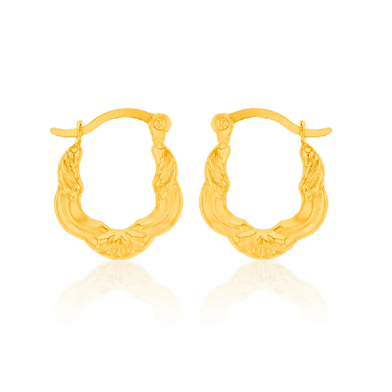 Get Your Favorite Jewelry At The Best Price 9ct Yellow Gold High Polish Fancy Hoop Earrings