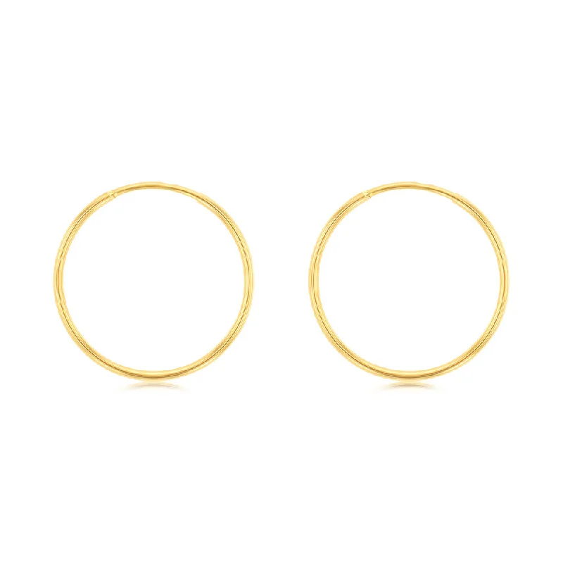Versatile Layering Jewelry For Effortless Chic 9ct Yellow Gold Plain 15mm Sleeper Earrings Versatile Layering Jewelry For Effortless Chic 9ct Yellow Gold Plain 15mm Sleeper Earrings