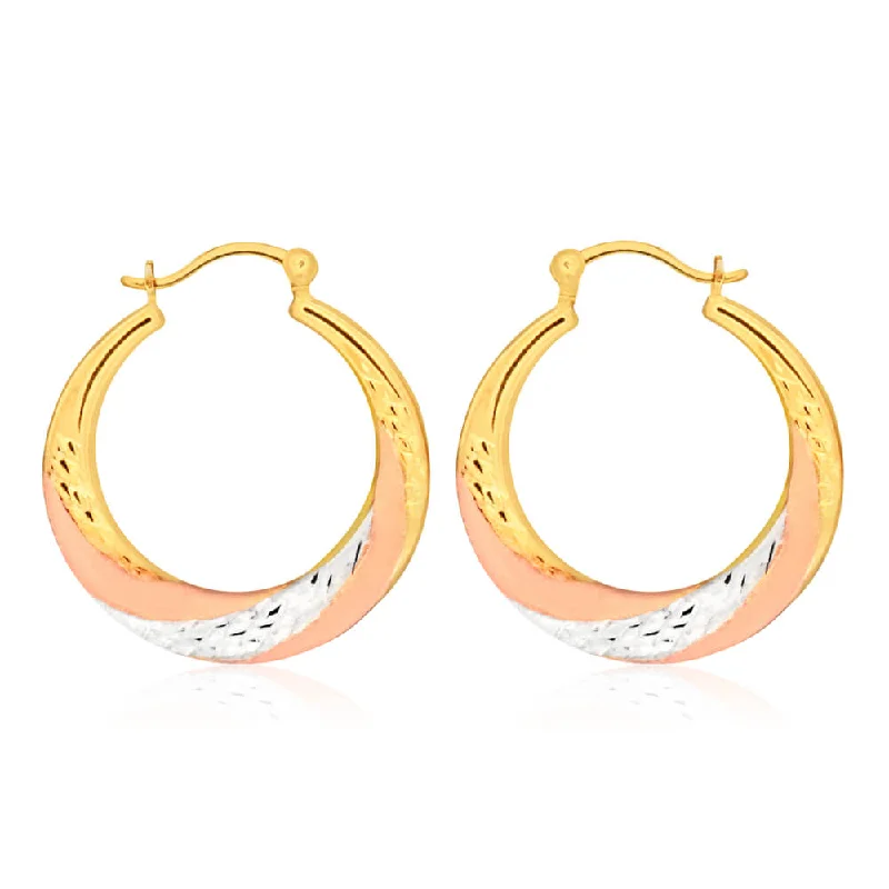 Glamorous Jewelry, Glamorous Deals – Shop Now 9ct Yellow Gold Silver Filled Three Tone Swirl Hoop Earrings Glamorous Jewelry, Glamorous Deals – Shop Now 9ct Yellow Gold Silver Filled Three Tone Swirl Hoop Earrings
