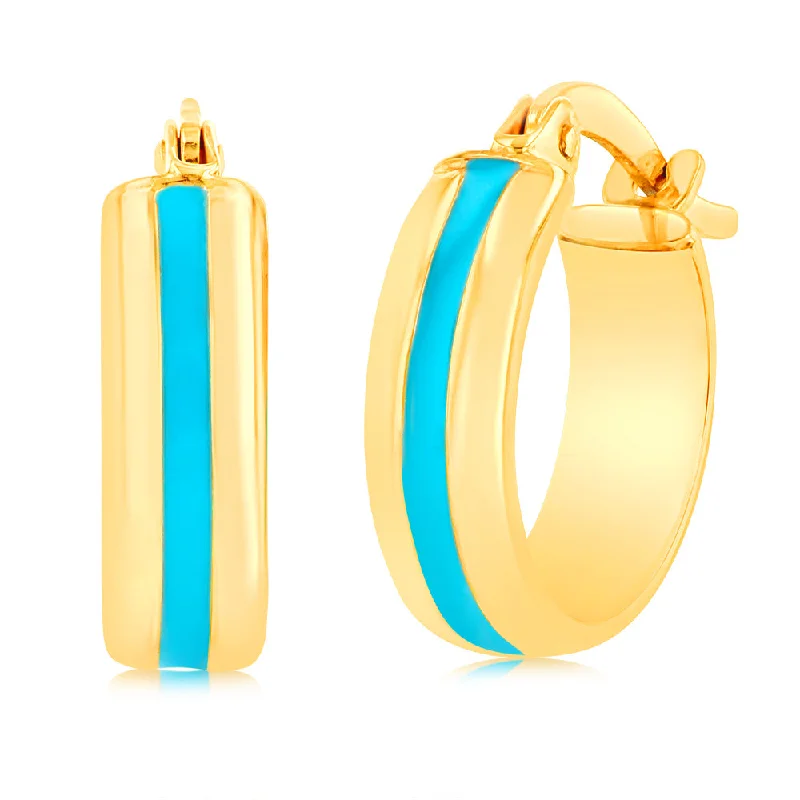 Fashion-Forward Jewelry At Exclusive Discounts 9ct Yellow Gold Silverfilled Blue Enamel On Hoop Earrings Fashion-Forward Jewelry At Exclusive Discounts 9ct Yellow Gold Silverfilled Blue Enamel On Hoop Earrings