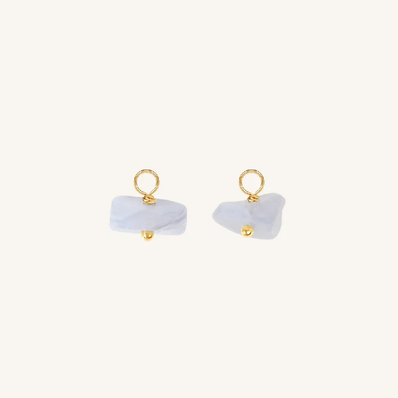 Handcrafted Jewelry Sale – Unique Designs At Low Prices Blue Lace Agate Chip Hoop Charm - Stone of Loyalty (Set of 2)