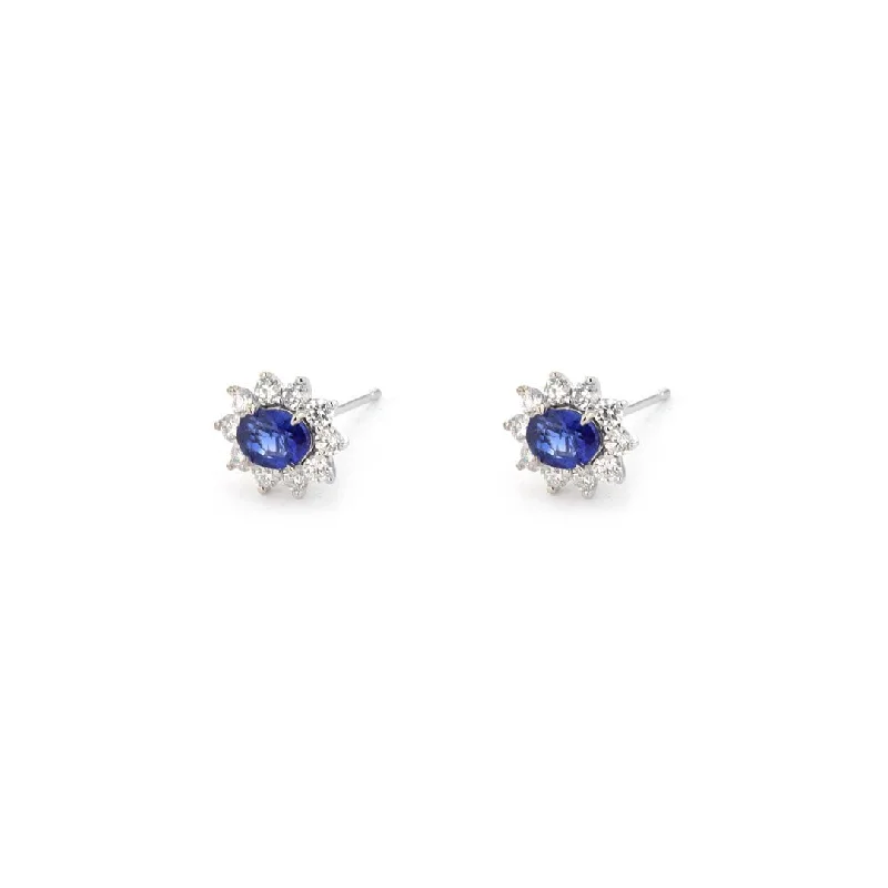 Grab Your Favorite Jewelry At The Lowest Prices Blue Sapphire & Diamond Halo Stud Earrings Grab Your Favorite Jewelry At The Lowest Prices Blue Sapphire & Diamond Halo Stud Earrings