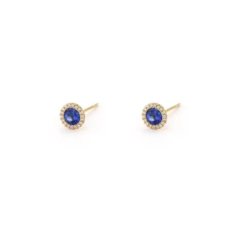 Discounted Jewelry For A Glamorous Look Blue Sapphire & Diamond Halo Stud Earrings | M10278855 Discounted Jewelry For A Glamorous Look Blue Sapphire & Diamond Halo Stud Earrings | M10278855