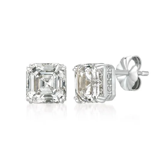 Affordable Gold-Plated Jewelry For Modern Fashion Crislu Platinum Plated Sterling Silver Asscher Cubic Zirconia Earrings Affordable Gold-Plated Jewelry For Modern Fashion Crislu Platinum Plated Sterling Silver Asscher Cubic Zirconia Earrings