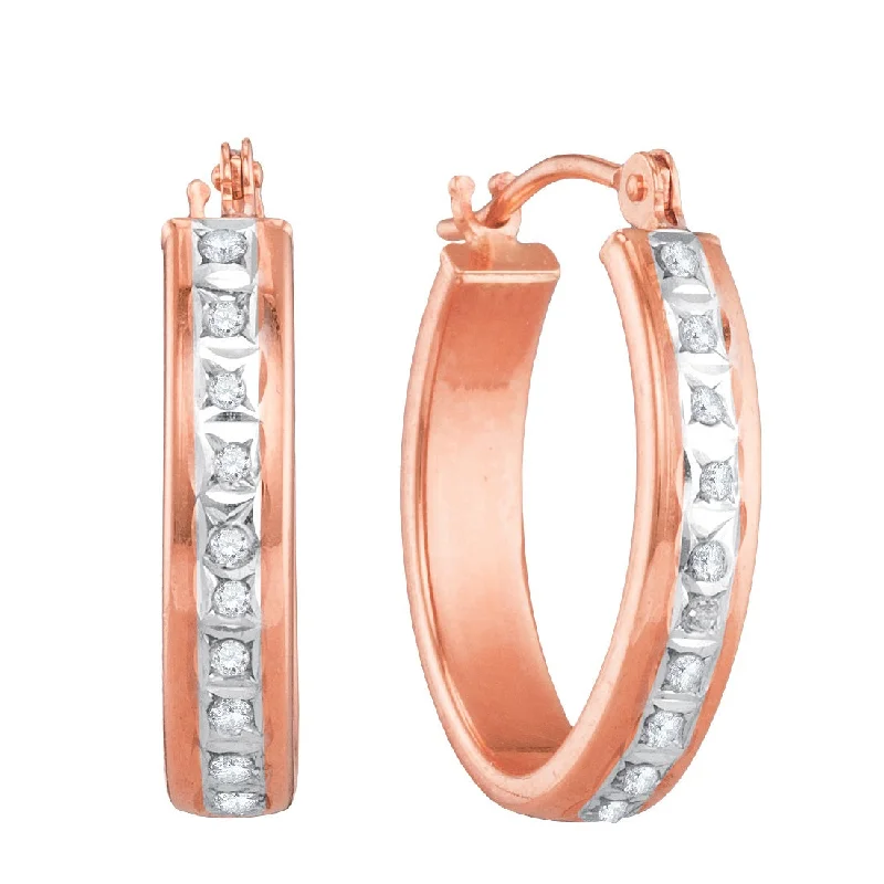 Unmissable Discounts On Timeless Jewelry Pieces Diamond Fascination 14KT Rose Gold 14X17MM Diamond Accent Hoop Earrings