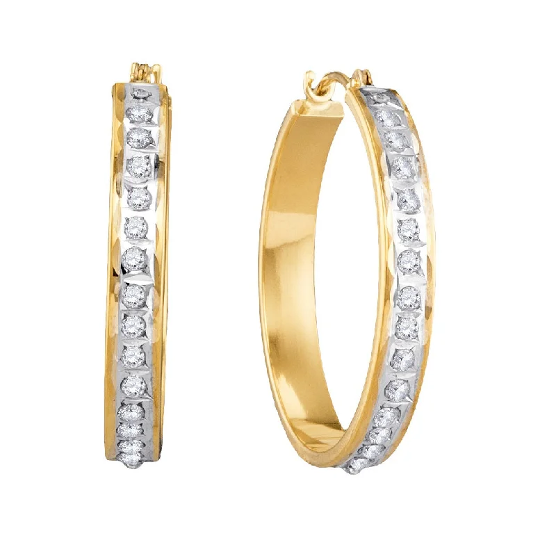 Seasonal Jewelry Sale – Upgrade Your Style Today Diamond Fascination 14KT Yellow Gold 25MM Diamond Accent Hoop Earrings Seasonal Jewelry Sale – Upgrade Your Style Today Diamond Fascination 14KT Yellow Gold 25MM Diamond Accent Hoop Earrings