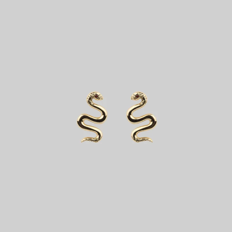 Get The Best Deals On Timeless Jewelry Pieces DIVINITY. Garnet Snake Gold Stud Earrings Get The Best Deals On Timeless Jewelry Pieces DIVINITY. Garnet Snake Gold Stud Earrings