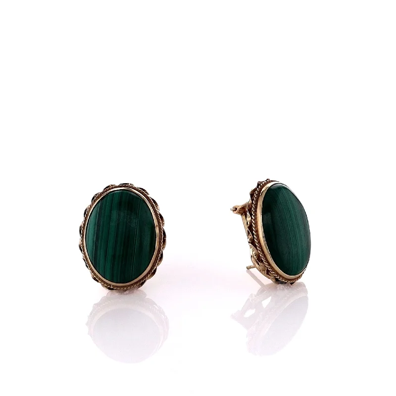 Fine Jewelry, Limited-Time Offers Available Estate 14k and 18k Yellow Gold Rope Border Malachite Stud Earrings Fine Jewelry, Limited-Time Offers Available Estate 14k and 18k Yellow Gold Rope Border Malachite Stud Earrings