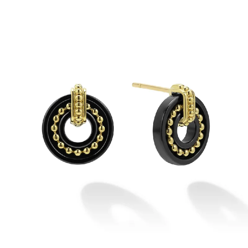 Affordable Gold-Plated Jewelry For Modern Fashion Lagos 18k Gold Black Caviar Ceramic Stud Earrings Affordable Gold-Plated Jewelry For Modern Fashion Lagos 18k Gold Black Caviar Ceramic Stud Earrings