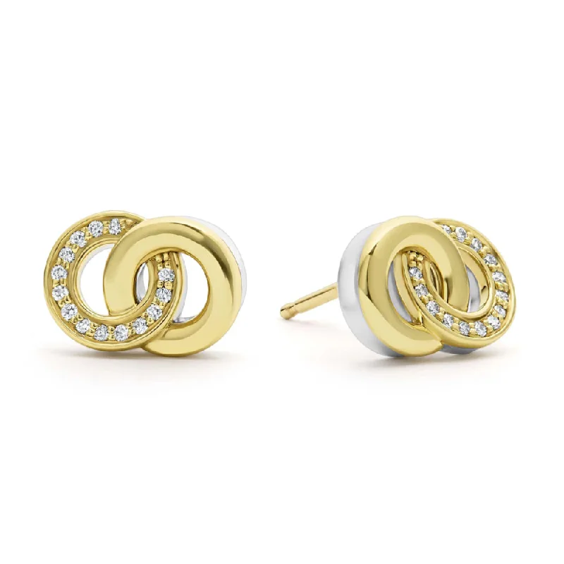 Dainty Floral Jewelry For Feminine Elegance Lagos Signature Caviar Two-Tone Interlocking Diamond Stud Earrings Dainty Floral Jewelry For Feminine Elegance Lagos Signature Caviar Two-Tone Interlocking Diamond Stud Earrings