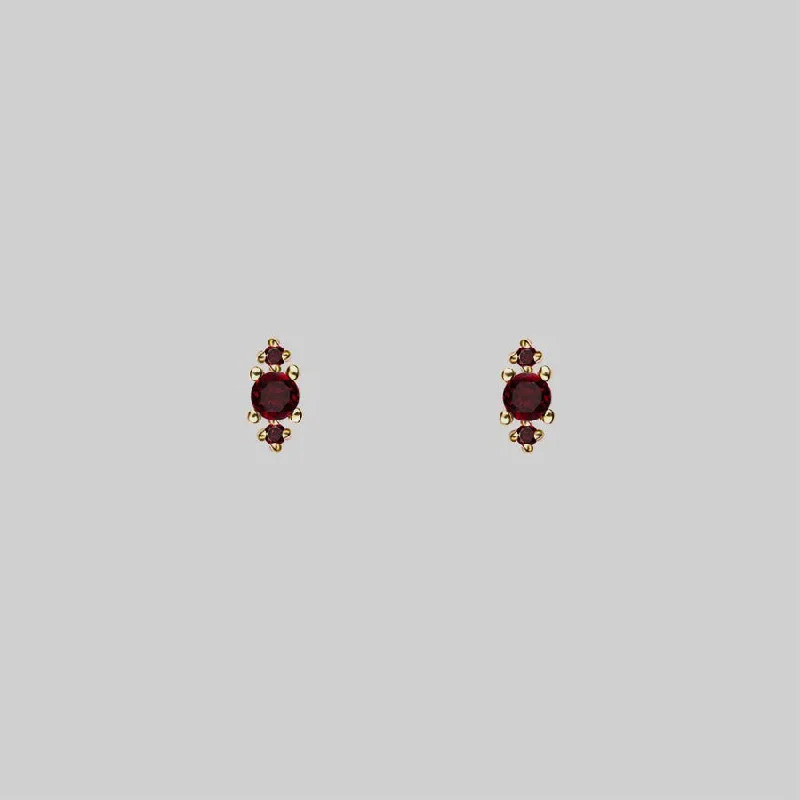 Clearance Sale On High-End Jewelry Collections ROSEBUD. Garnet Trio Gold Stud Earrings Clearance Sale On High-End Jewelry Collections ROSEBUD. Garnet Trio Gold Stud Earrings