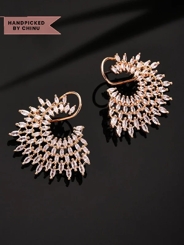 Personalized Jewelry At Special Discount Rates Rubans Rose Gold Plated Handcrafted Zircon Stone Stud Earrings Personalized Jewelry At Special Discount Rates Rubans Rose Gold Plated Handcrafted Zircon Stone Stud Earrings