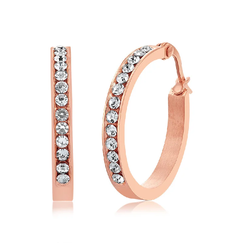 Limited-Time Jewelry Sale – Don't Miss These Deals Stainless Steel 25mm Half Circle Rose Gold Plated Crystal Hoop Earrings Limited-Time Jewelry Sale – Don't Miss These Deals Stainless Steel 25mm Half Circle Rose Gold Plated Crystal Hoop Earrings