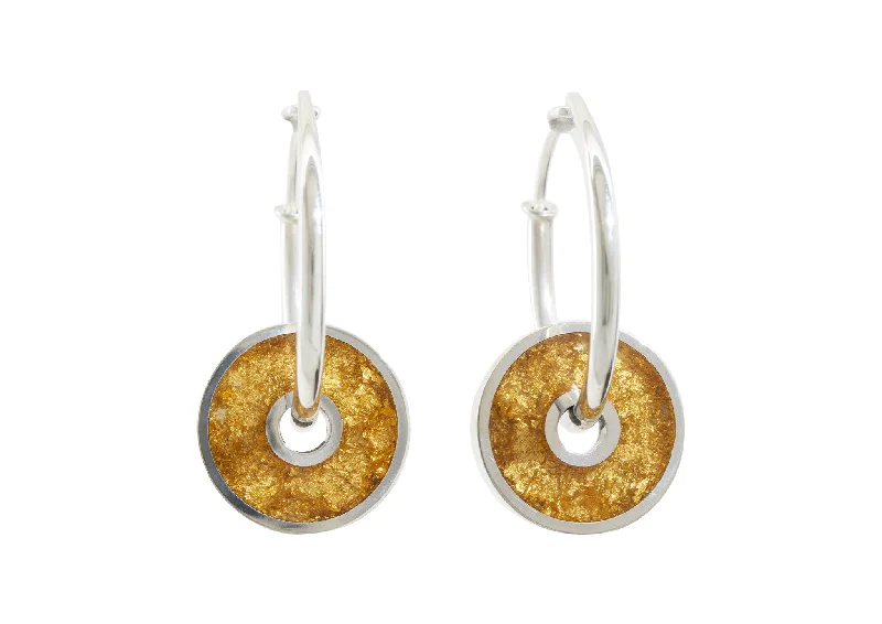 Last Chance To Shop High-End Jewelry At Markdown Prices 24ct Gold Leaf Hoop Earrings, Sterling Silver Last Chance To Shop High-End Jewelry At Markdown Prices 24ct Gold Leaf Hoop Earrings, Sterling Silver