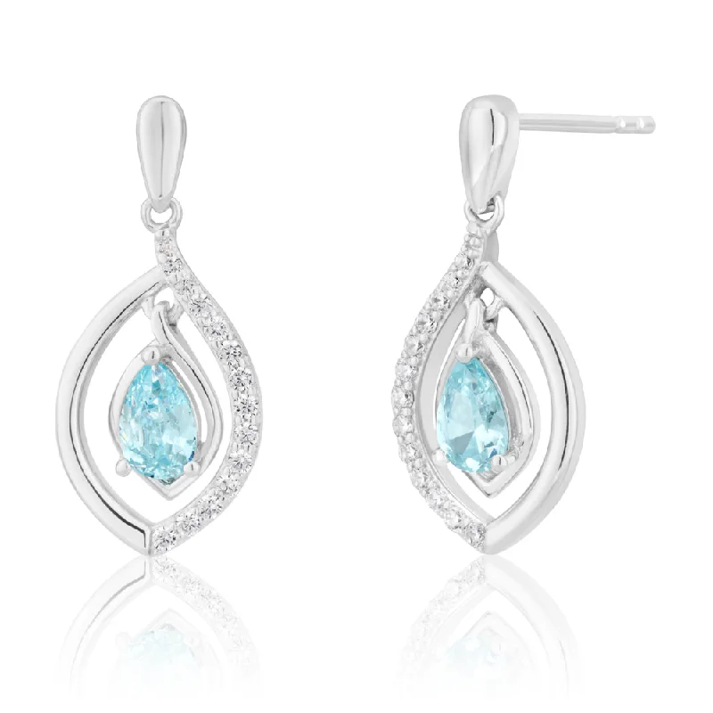 Classic And Modern Jewelry Styles On Sale Sterling Silver Blue and White Zirconia Drop Earrings Classic And Modern Jewelry Styles On Sale Sterling Silver Blue and White Zirconia Drop Earrings