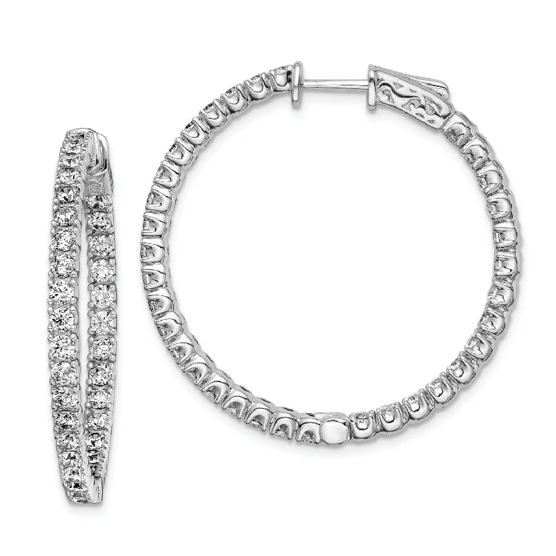 Trendy Minimalist Jewelry For Everyday Wear Sterling Silver Cubic Zirconia 29MM Safety Clasp In & Out Hoop Earrings Trendy Minimalist Jewelry For Everyday Wear Sterling Silver Cubic Zirconia 29MM Safety Clasp In & Out Hoop Earrings