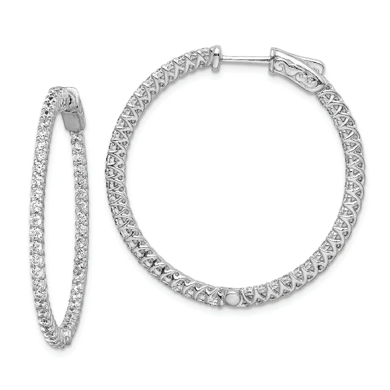 Jewelry Clearance Event – Stock Up Before It's Over Sterling Silver Cubic Zirconia 30MM Safety Clasp In & Out Hoop Earrings Jewelry Clearance Event – Stock Up Before It's Over Sterling Silver Cubic Zirconia 30MM Safety Clasp In & Out Hoop Earrings