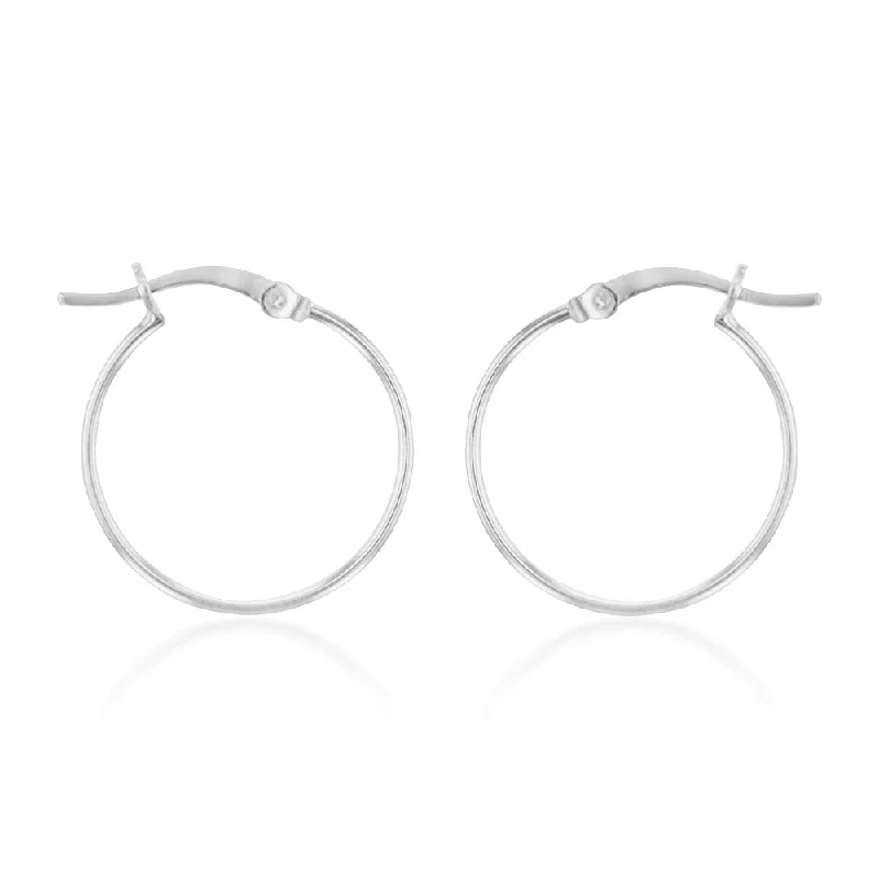 Delicate Crystal Jewelry For Sophisticated Charm Sterling Silver Plain 20mm Hoop Earrings Delicate Crystal Jewelry For Sophisticated Charm Sterling Silver Plain 20mm Hoop Earrings