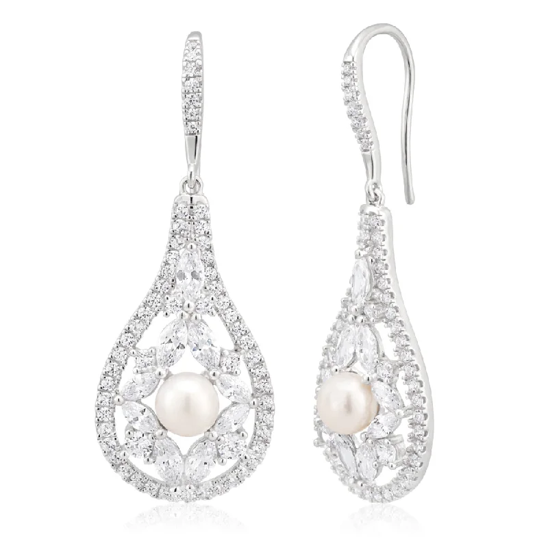 Once-A-Year Jewelry Deals – Shop Before They’Re Gone Sterling Silver Rhodium Plate Freshwater Pearl and Zirconia Fancy Drop Earrings Once-A-Year Jewelry Deals – Shop Before They’Re Gone Sterling Silver Rhodium Plate Freshwater Pearl and Zirconia Fancy Drop Earrings