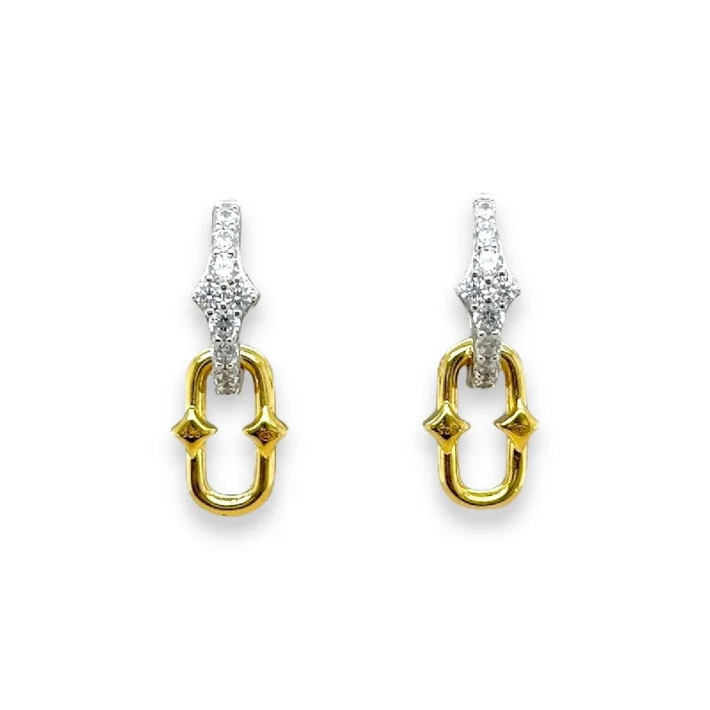 Unmissable Discounts On Timeless Jewelry Pieces SS Two-Tone CZ Oval Drop Earrings
