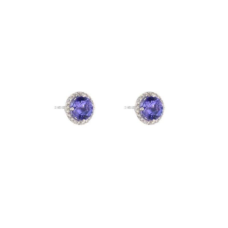 Affordable Luxury Jewelry For Every Occasion Tanzanite & Diamond Halo Stud Earrings Affordable Luxury Jewelry For Every Occasion Tanzanite & Diamond Halo Stud Earrings