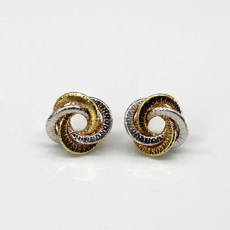 Personalized Engraved Jewelry For Meaningful Gifts Two Tone Gold Swirl Stud Earrings Personalized Engraved Jewelry For Meaningful Gifts Two Tone Gold Swirl Stud Earrings