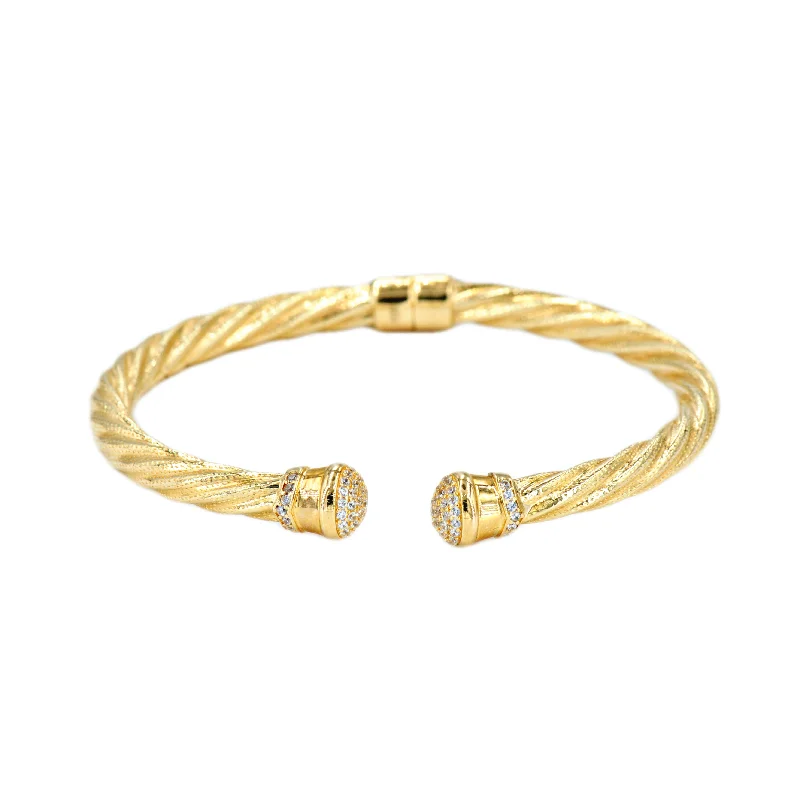 High-Quality Jewelry At A Fraction Of The Cost 10K Yellow Gold Rope Cable Bangle With CZ High-Quality Jewelry At A Fraction Of The Cost 10K Yellow Gold Rope Cable Bangle With CZ