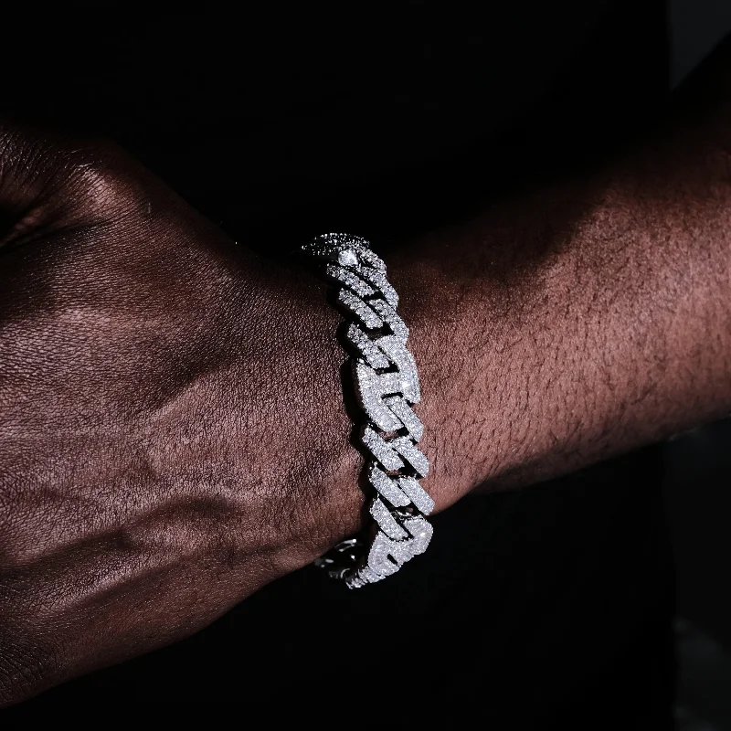 Luxury Jewelry Now At Special Promotional Rates 12mm Prong Baguette Curb Bracelet White Gold