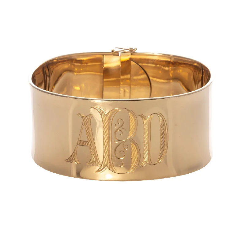 Dainty Floral Jewelry For Feminine Elegance 14K Gold Extra Wide Cuff Bangle