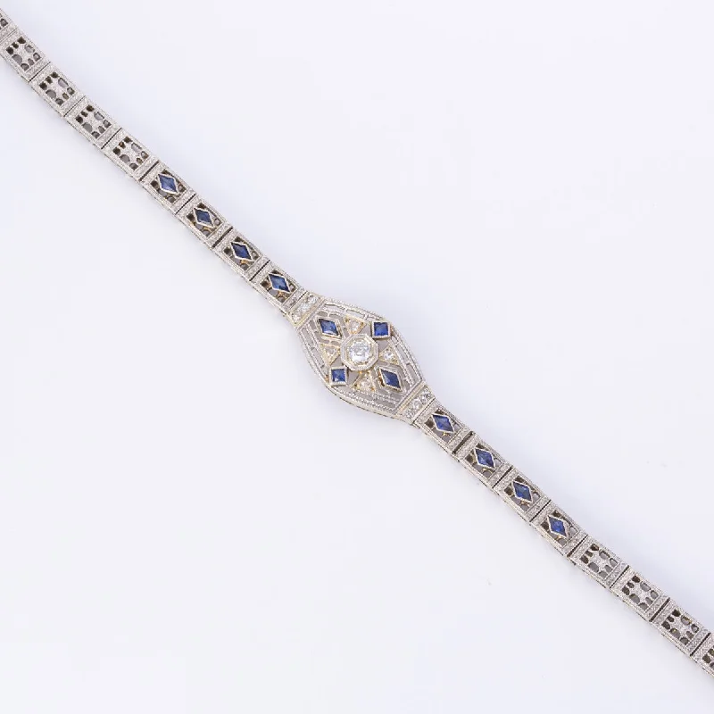 Personalized Jewelry Sale – Unique Pieces At Great Prices Vintage 14k and Platinum Diamond and Sapphire Bracelet | 0.20ctw, 0.70ctw | 7" Personalized Jewelry Sale – Unique Pieces At Great Prices Vintage 14k and Platinum Diamond and Sapphire Bracelet | 0.20ctw, 0.70ctw | 7"