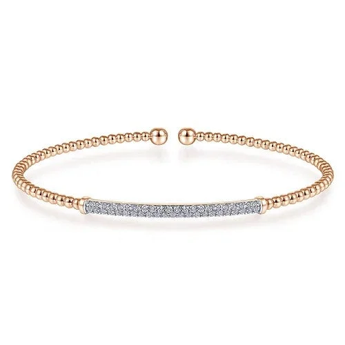 Affordable Luxury Jewelry For Every Occasion 14K Rose Gold Bujukan Diamond Bar Split Bangle
