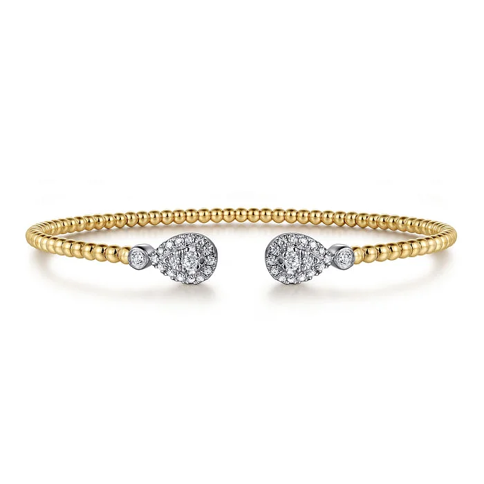 Discounted Jewelry For A Glamorous Look 14K White and Yellow Gold Diamond Bujukan Bangle